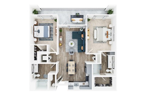Floor plan for 2 beds, 2 baths, 1092 sqft